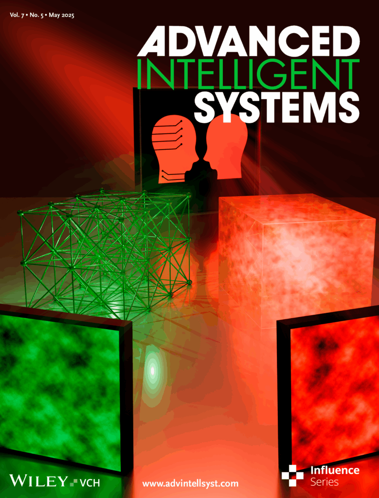 Scientific journal cover illustration inspired by the work of Mohammadrahim Kazemzadeh, Massimo De Vittorio, Ferruccio Pisanello, and co-workers, visualizing a physics-informed neural network that creates a digital twin of light traveling through complex, scattering materials — where physics meets artificial intelligence to reveal the hidden paths of light.